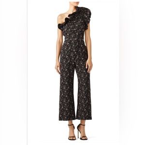 Rebecca Taylor One Shoulder Floral Jacquard Jumpsuit size 0